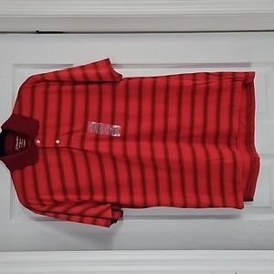 NWOT. ST. JOHN 'S BAY. JERSEY STRIPE POLO.  SIZE MEDIUM. COLOR RED